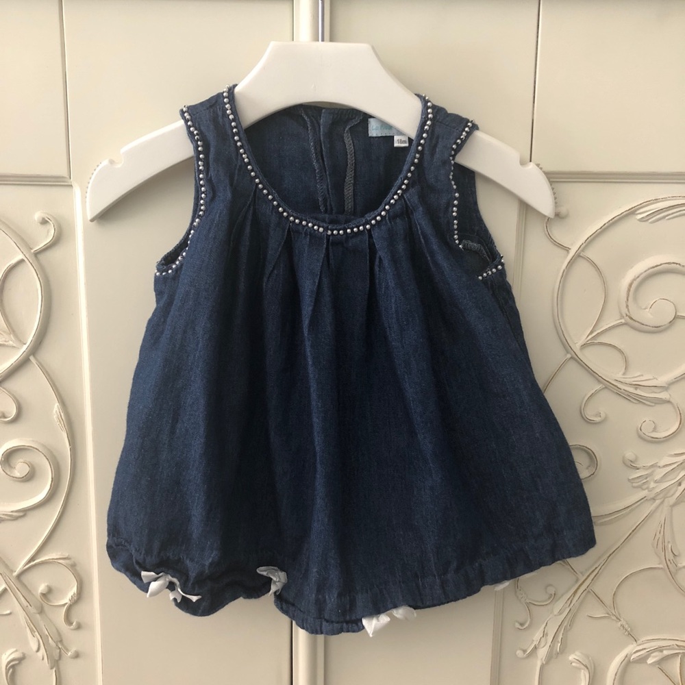 la fleur & le papillon blouse dark blue chambray